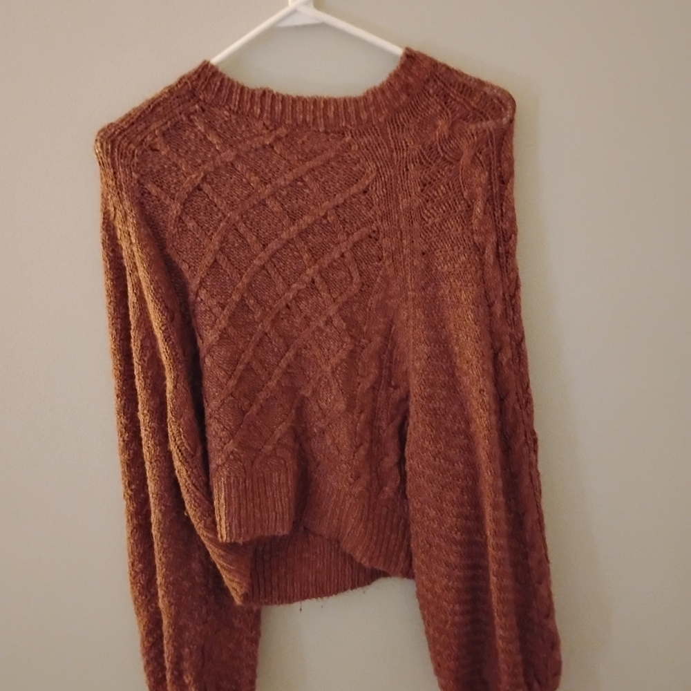 Altar'd State Warm Brown Cable Knit Sweater